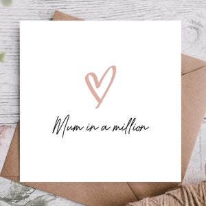 Happy Mother's Day Card: Mum in a Million, Kraft Envelope