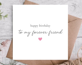 Eco Friendly Birthday Card for Best Friend, Kraft Envelope