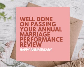 Funny Anniversary Card: Marriage Performance Review (Kraft Envelope)