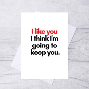 Funny Valentine&#39;s Day Card: I Like You, Recycled A5 Card