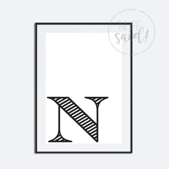 alphabet letter n printable art nursery decor etsy
