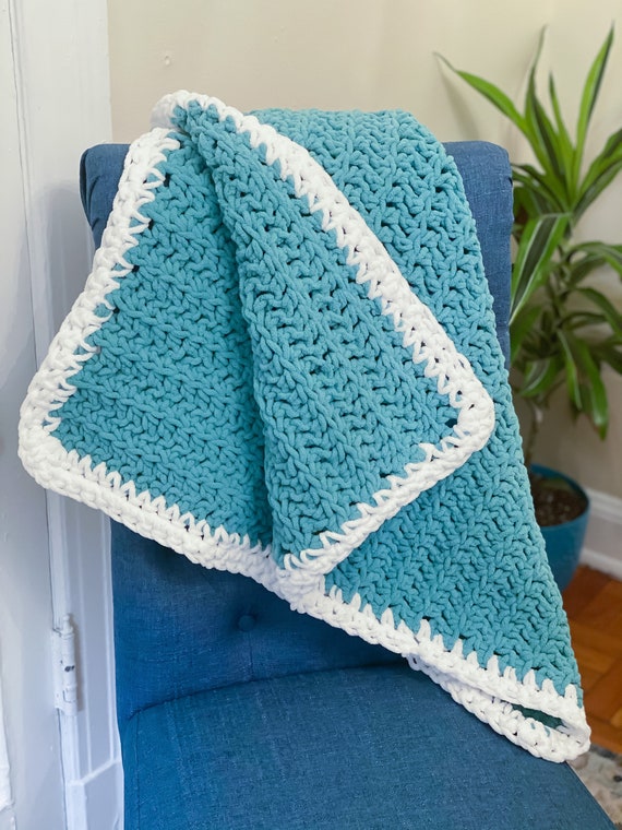 Crochet Baby Blanket Blue Baby Blanket Gender Neutral Baby