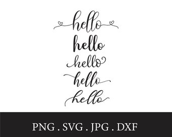 Hello Word | Bundle | With Tails | Cursive | Hello | In Different | Fonts | Word | Welcome Sign | Door Mat | Door Sign | SVG