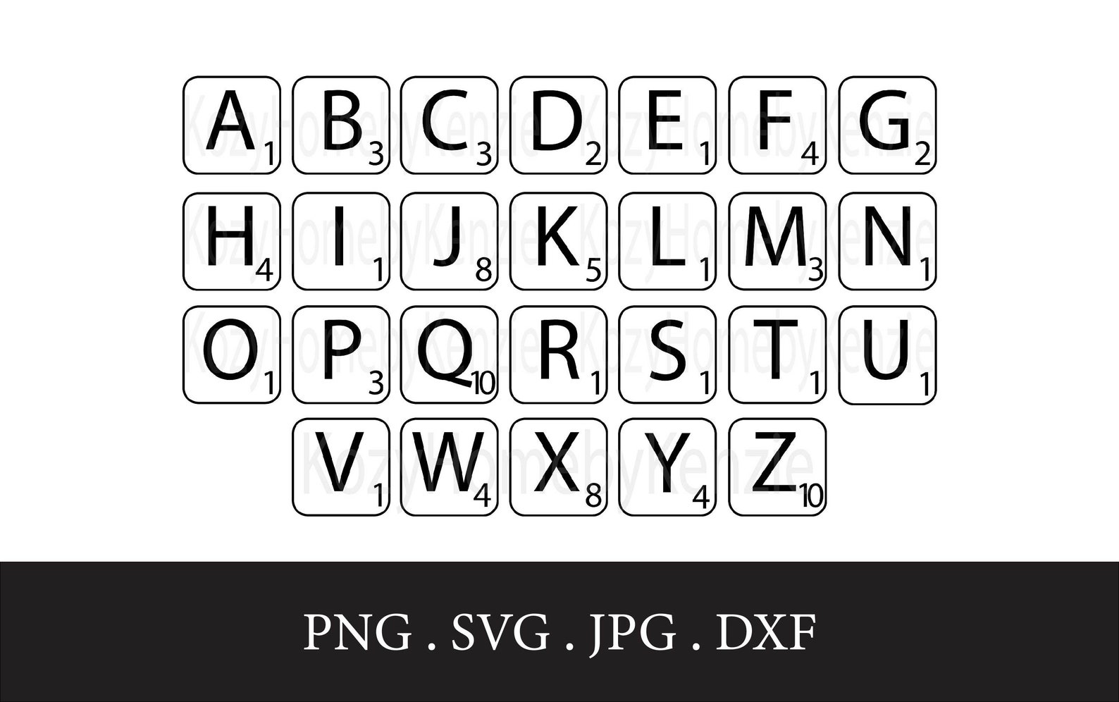 Scrabble Tile SVG Scrabble Letters with Border Tiles Etsy