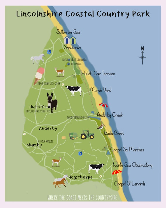 Lincolnshire Coastal Country Park Map Digital Print Etsy