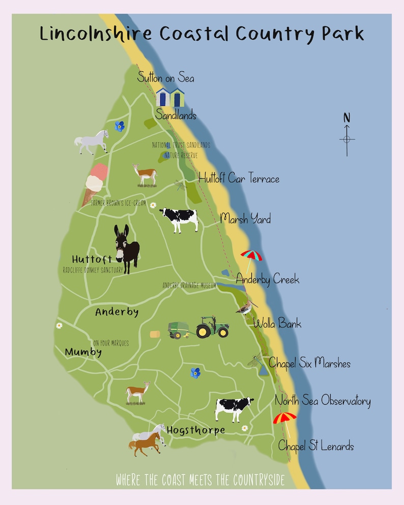 Lincolnshire Coastal Country Park Map Digital Print Etsy