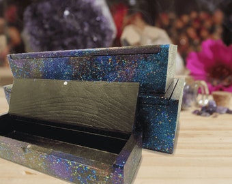 Galaxy Wood Box Set of 3 Hand Painted Galaxy Inspired Keepsake Box Galactic Design