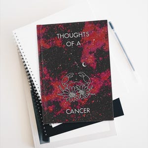 Red Cancer Journal Hardcover Zodiac Sign Journal Cancer Astrology Gift