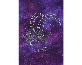 Purple Capricorn Zodiac Poster Wall Art Print Constellation Horoscope Poster Wall Art Capricorn Birthday Gift