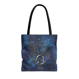 Blue Virgo Tote Bag Zodiac Galaxy Bag Virgo Horoscope Gift Astrology Birthday Tote Bag Gift