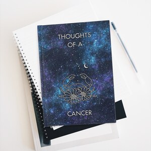 Blue Cancer Journal Hardcover Zodiac Sign Journal Cancer Astrology Gift