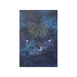 Blue Gemini Zodiac Poster Wall Art Print Constellation Horoscope Poster Wall Art Gemini Birthday Gift