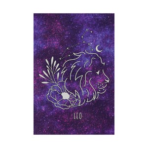 Purple Leo Zodiac Poster Wall Art Print Constellation Horoscope Poster Wall Art Leo Birthday Gift