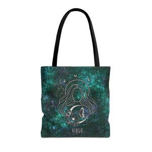 Green Virgo Tote Bag Zodiac Galaxy Bag Virgo Horoscope Gift Astrology Birthday Tote Bag Gift