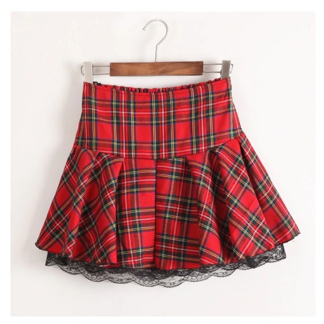 Plus size High quality Preppy style Women Uniform Skirt Red | Etsy