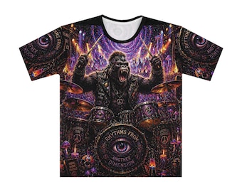 Koszulka z nadrukiem Drumming Gorilla Psychodeliczny koncert | Nadruk na całej powierzchni