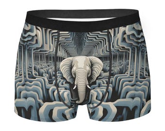 Męskie bokserki z iluzją optyczną Elephant – surrealistyczna bielizna artystyczna