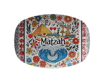 Taca na macę paschalną, talerz sederowy z kwiatami, 10x14"