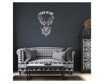 Geometric Deer Head Metal Wall Art: Rustic Modern Home Decor