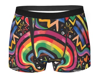 Rainbow Love Men's Boxer Briefs – Colorful Pride Festival Underwear