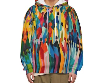 Bluza z kapturem z abstrakcyjnym nadrukiem artystycznym, kolorowa odzież uliczna, edycja limitowana