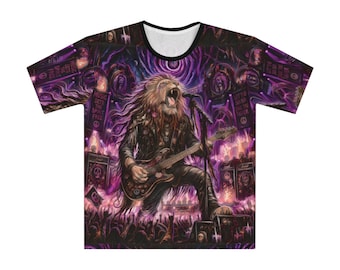 Koszulka z ilustracją „Roaring Rocker Guitarist” | Nadruk na całej powierzchni