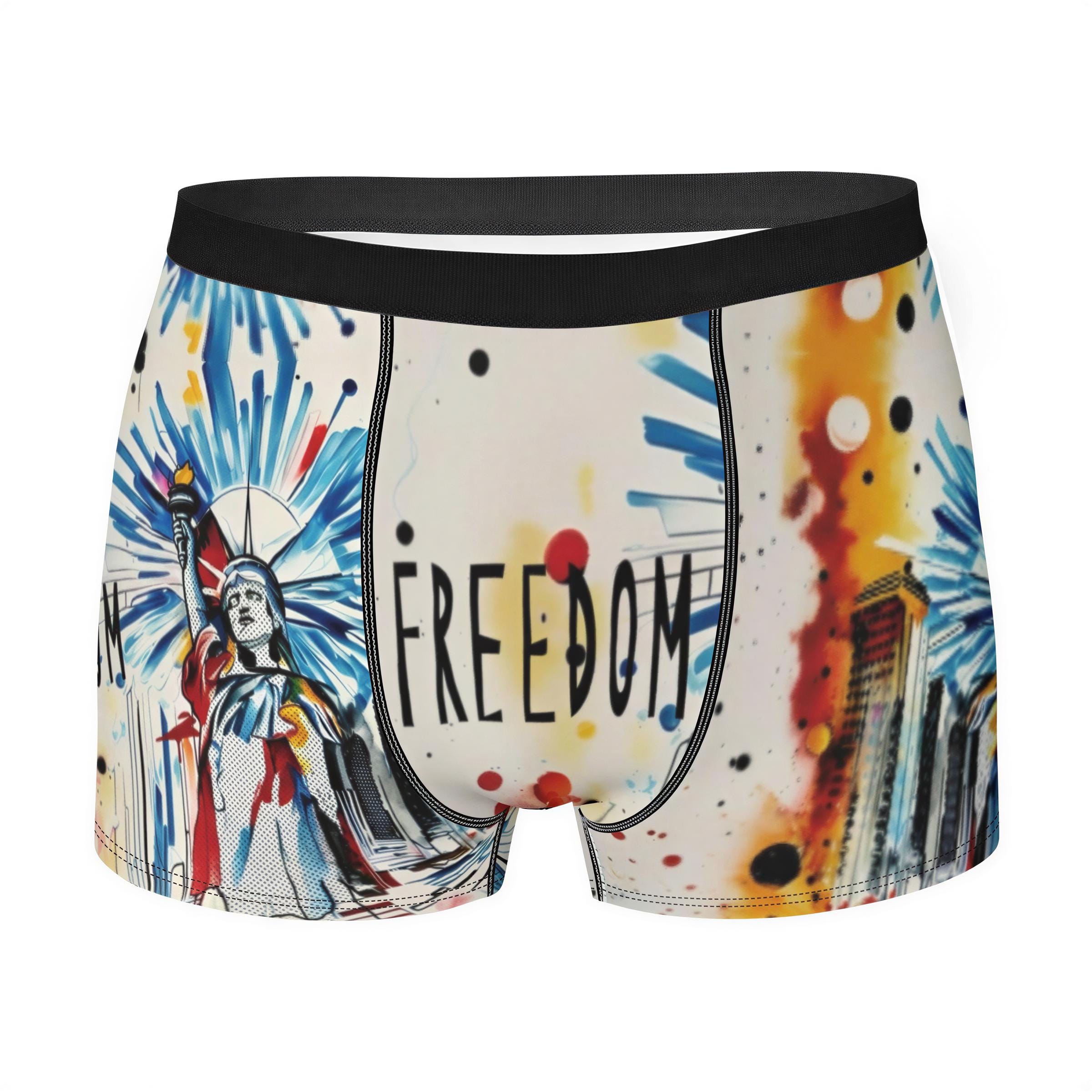 Milk Silk Boxer, Unique Graffiti Freedom Design - Soft Mens Underwear - Breathable Streetwear Style