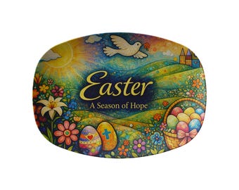 Wielkanocny półmisek, owalna taca „Pora Nadziei”, wiosenna dekoracja stołu, prezent chrześcijański