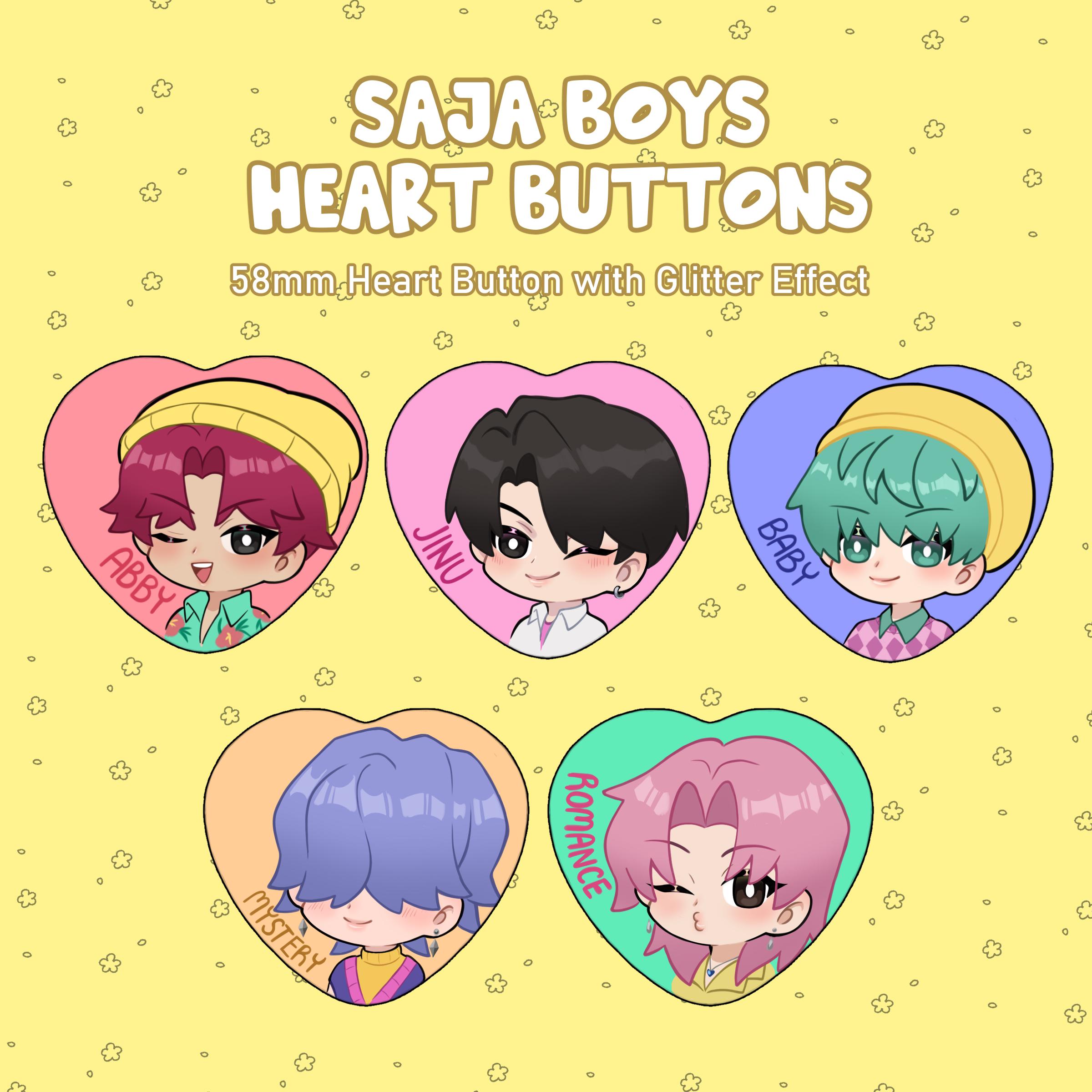 シルクスクリーン　下原亜矢　Heart Boy (hUMAn series) Saja Boys Heart Buttons - Etsy