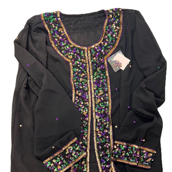Mardi Gras chiffon Jacket top PGG sequined Style E