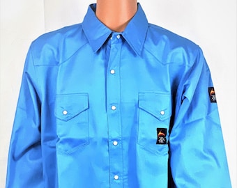 Fire Retardant Blue Men Shirt (Snaps) CLEARANCE-FINAL SALES