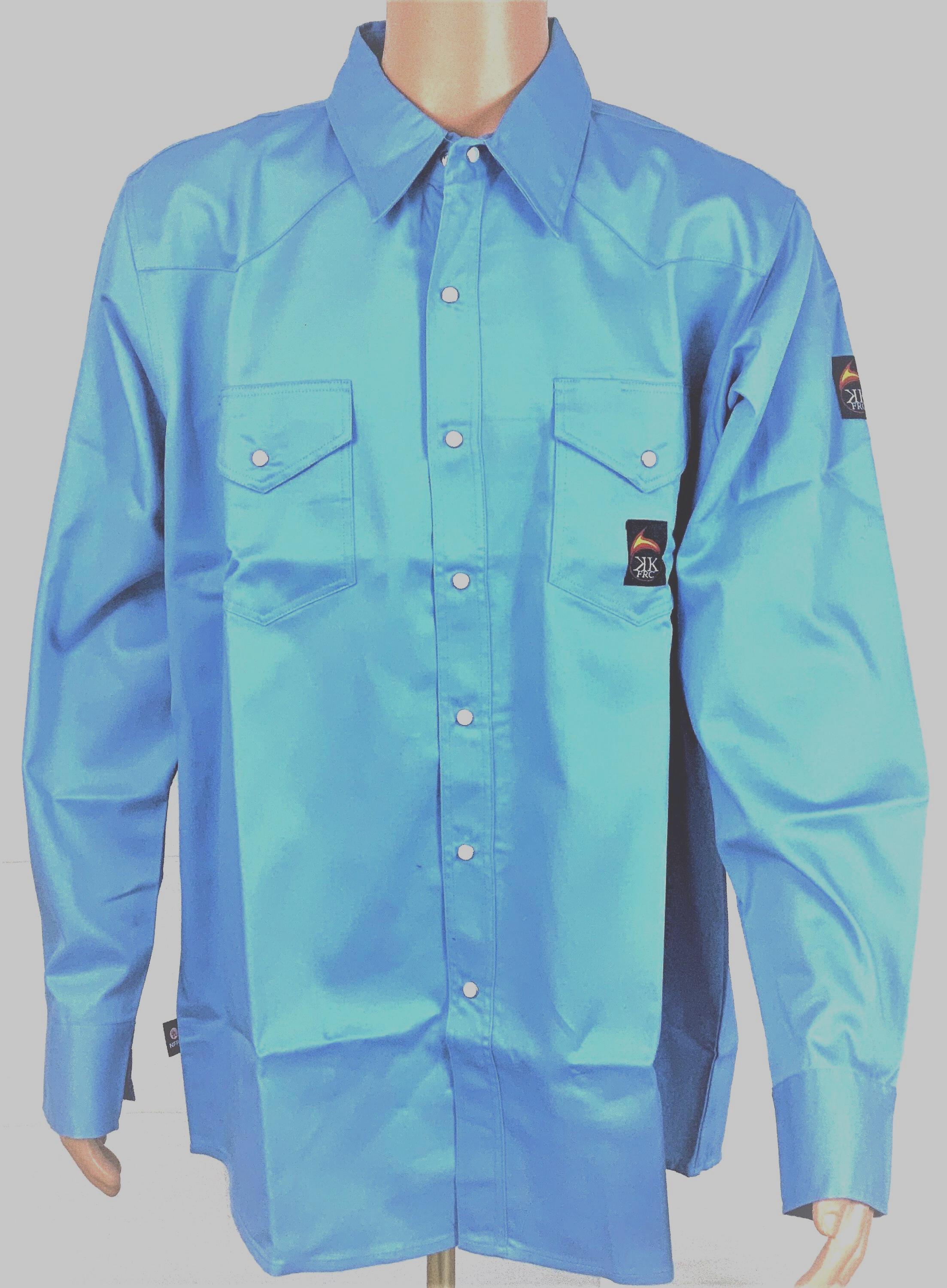 Fire Retardant Blue Men Shirt (Snaps) CLEARANCE-FINAL SALES