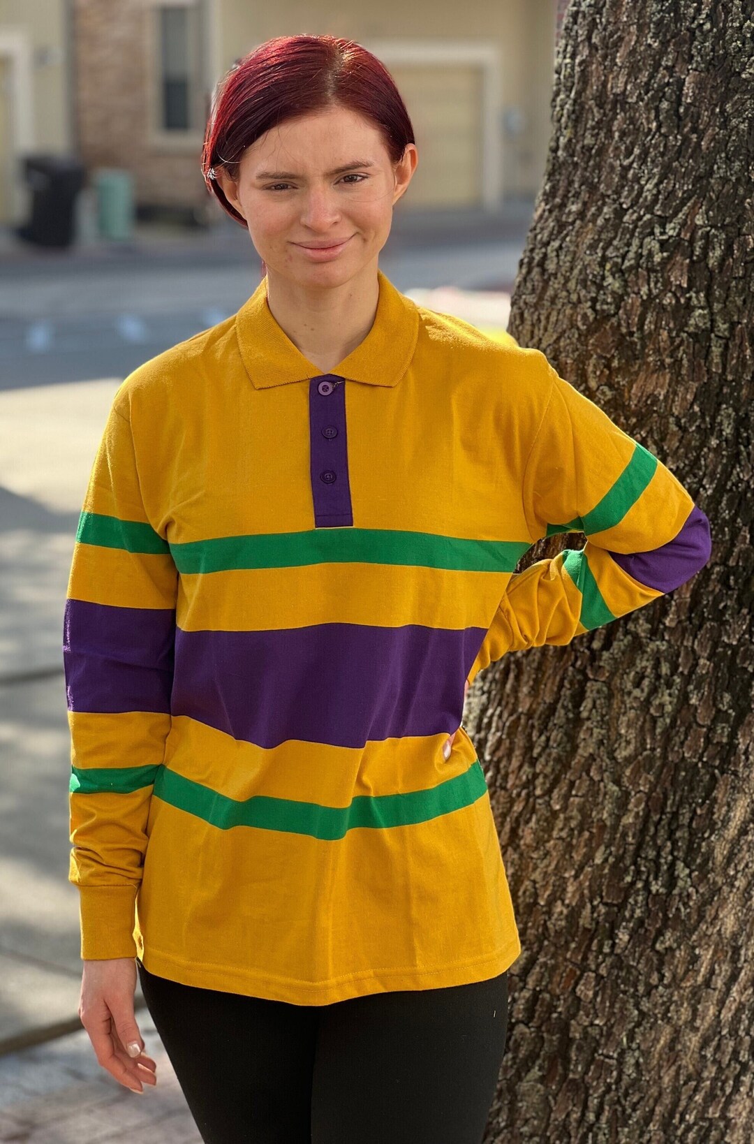 Mardi Gras Polo With PGG Stripes in L/S # 322 Adults (yellow) - Etsy