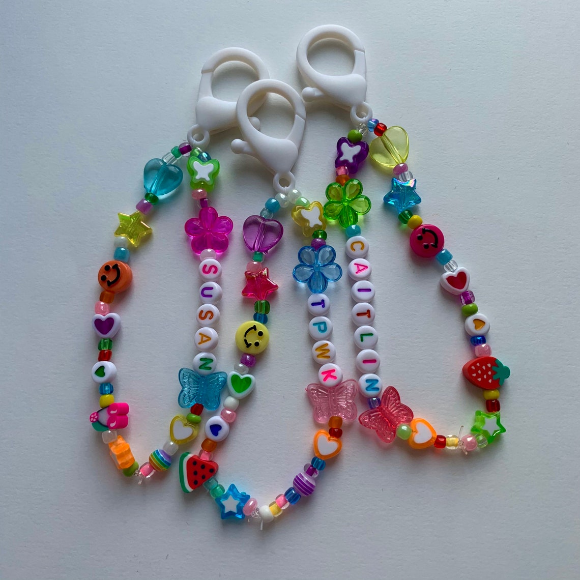 Y2k beaded keychain/ colourful accessory/ 90s style keychain Etsy