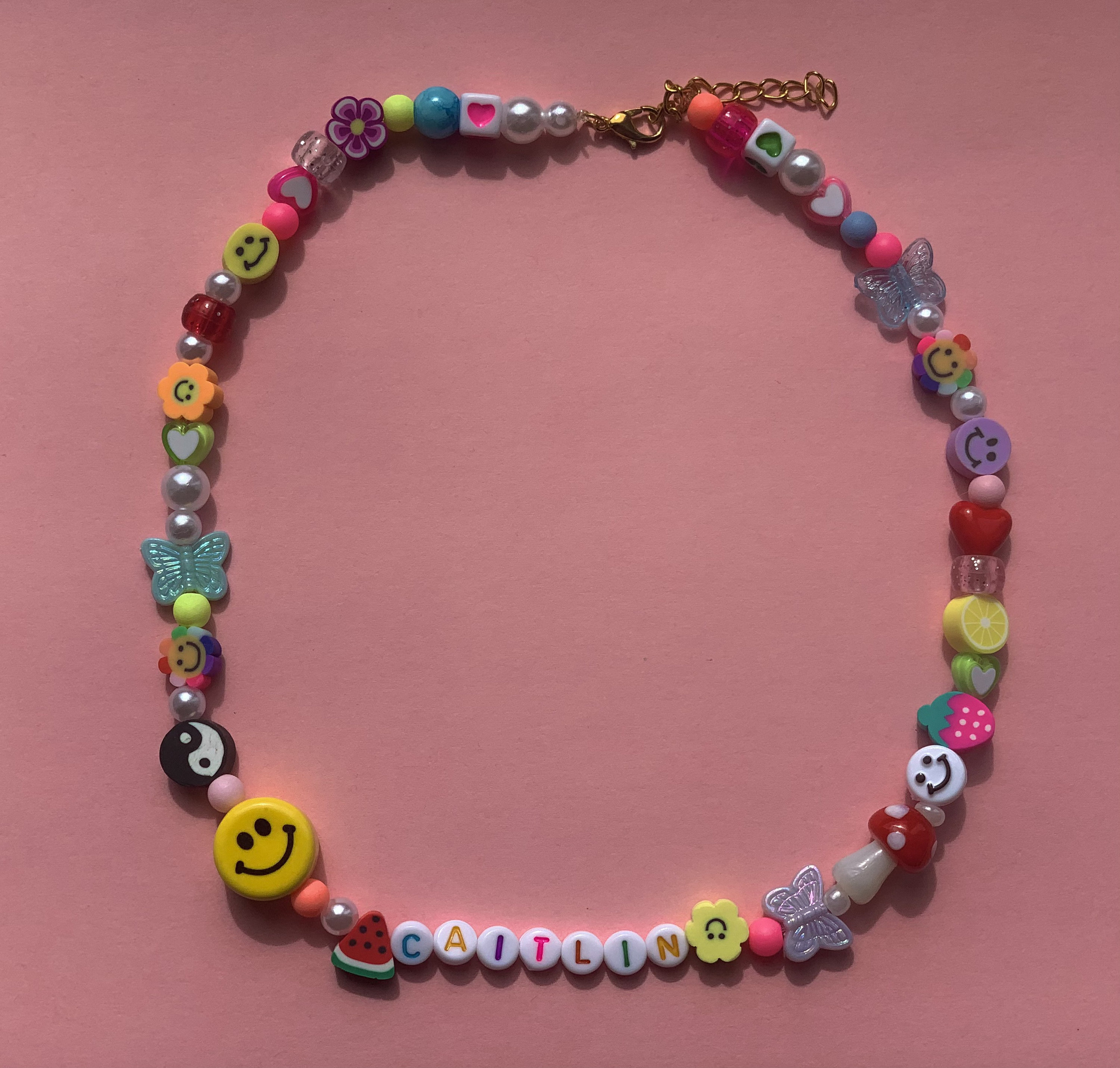 beaded smiley necklace