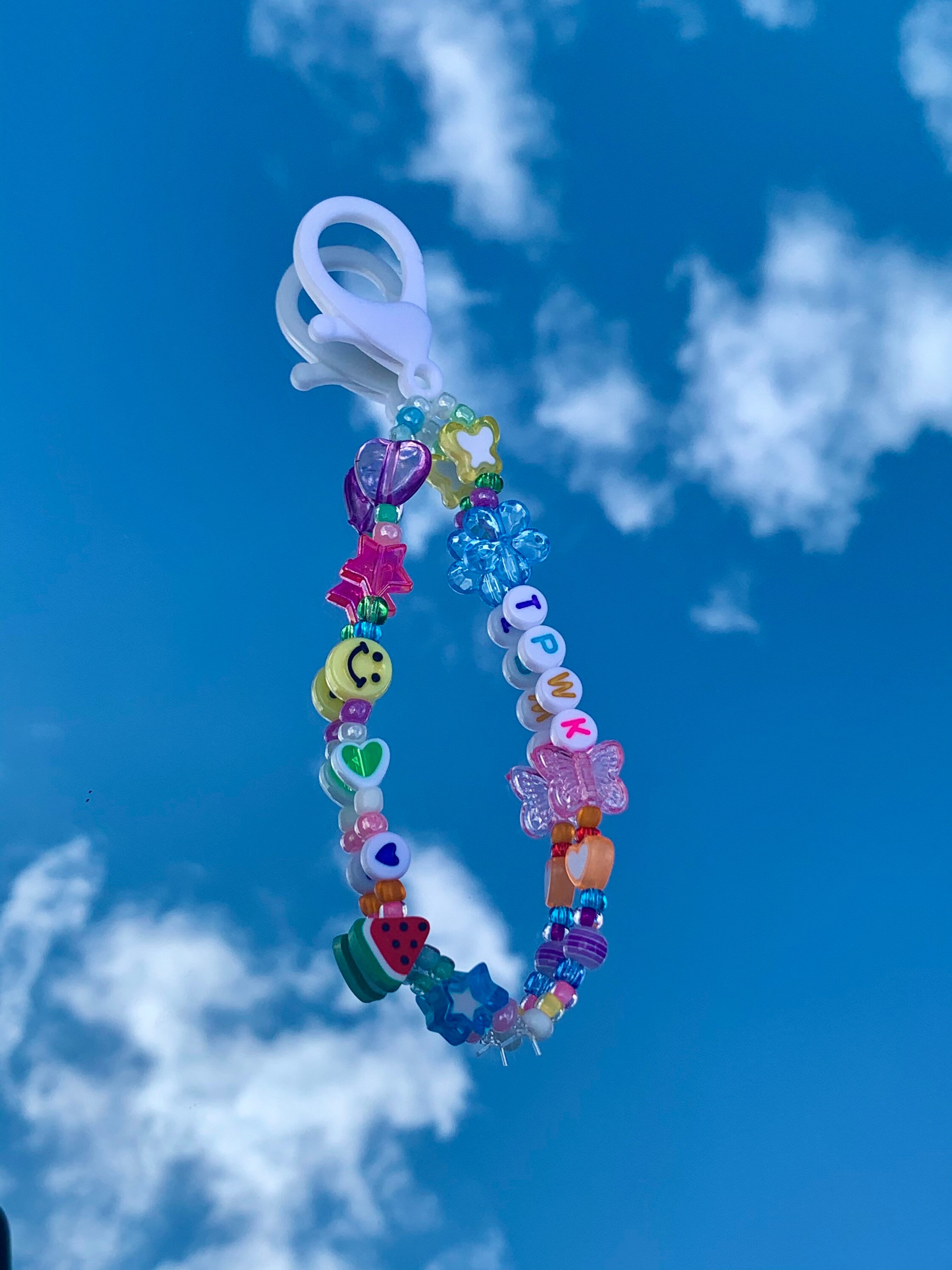 Y2k beaded keychain/ colourful accessory/ 90s style keychain Etsy