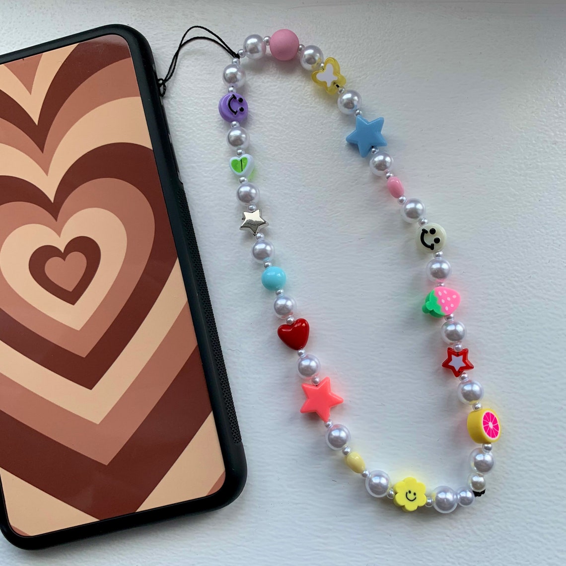 Custom Pearl phone charm/ cute y2k style phone chain