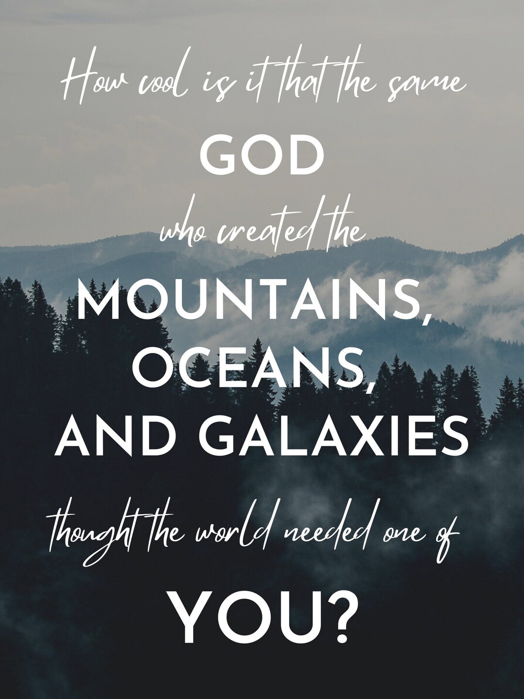 How Cool is It That the God Who Made the Mountains, the Oceans, and Galaxies Thought the World