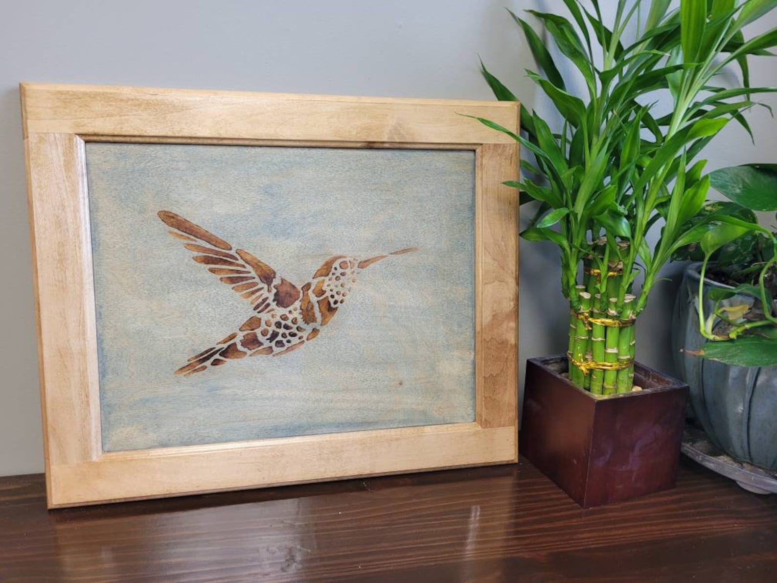 Wood Burned Hummingbird Wall Art 18.75x15.5 inches Fully Etsy
