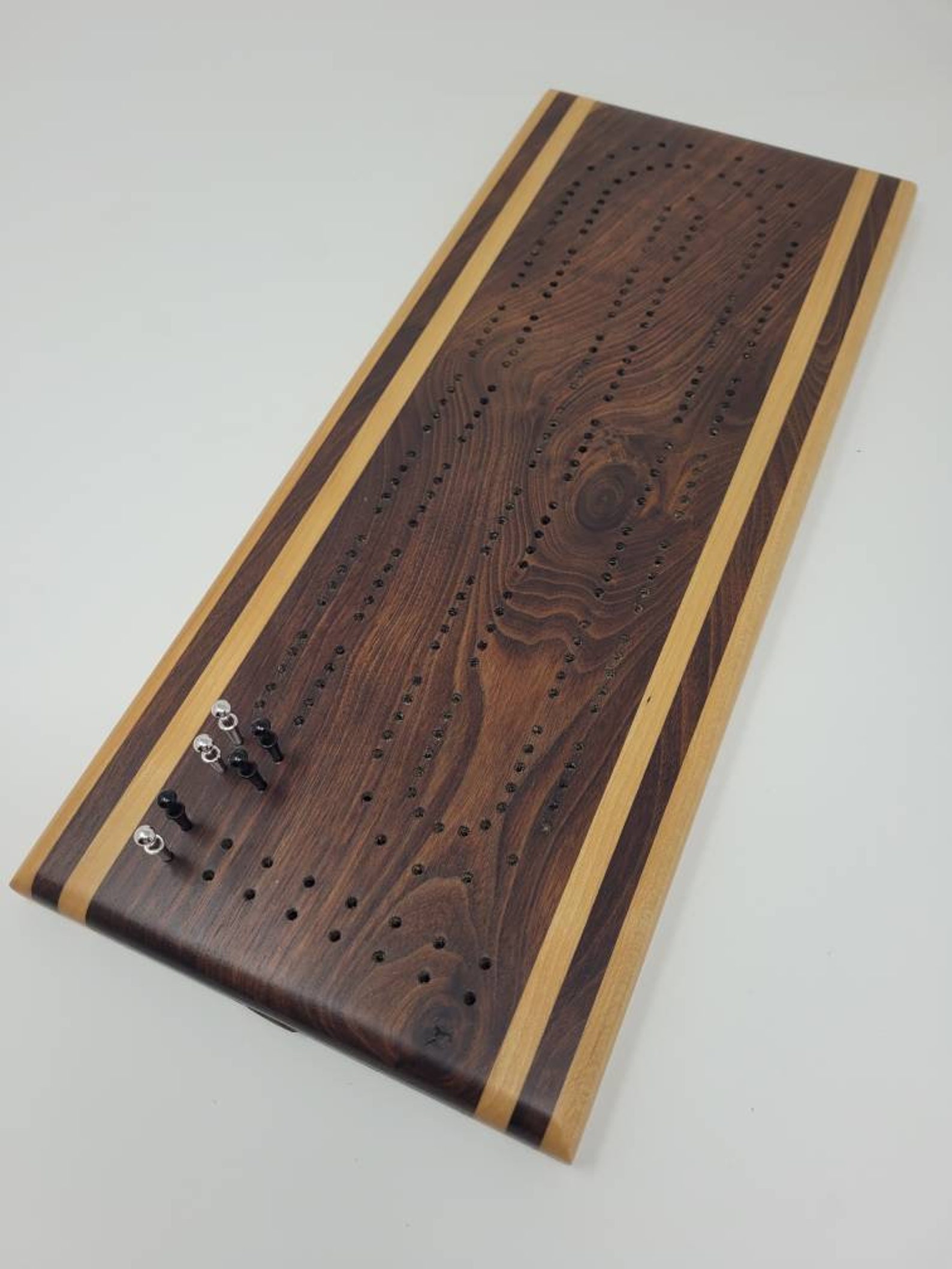 Cribbage Board Walnut and Maple Handmade Two Player Cribbage Etsy