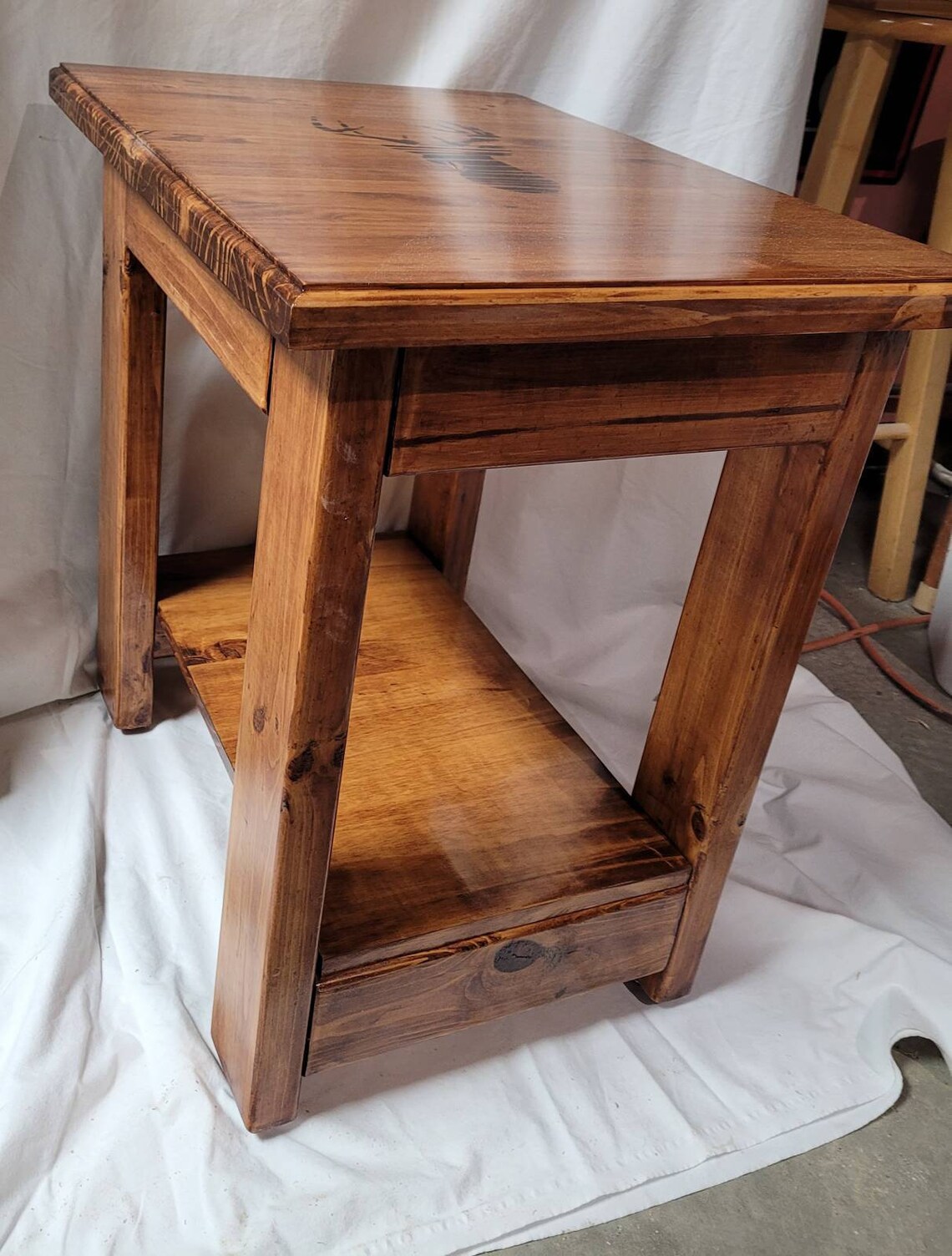 Wood Burned Buck End Table Pick up in St. Paul MN Etsy