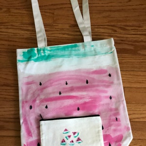 Bolsos de lona pintados a mano y caja de cartera pequeña pintada a mano a juego