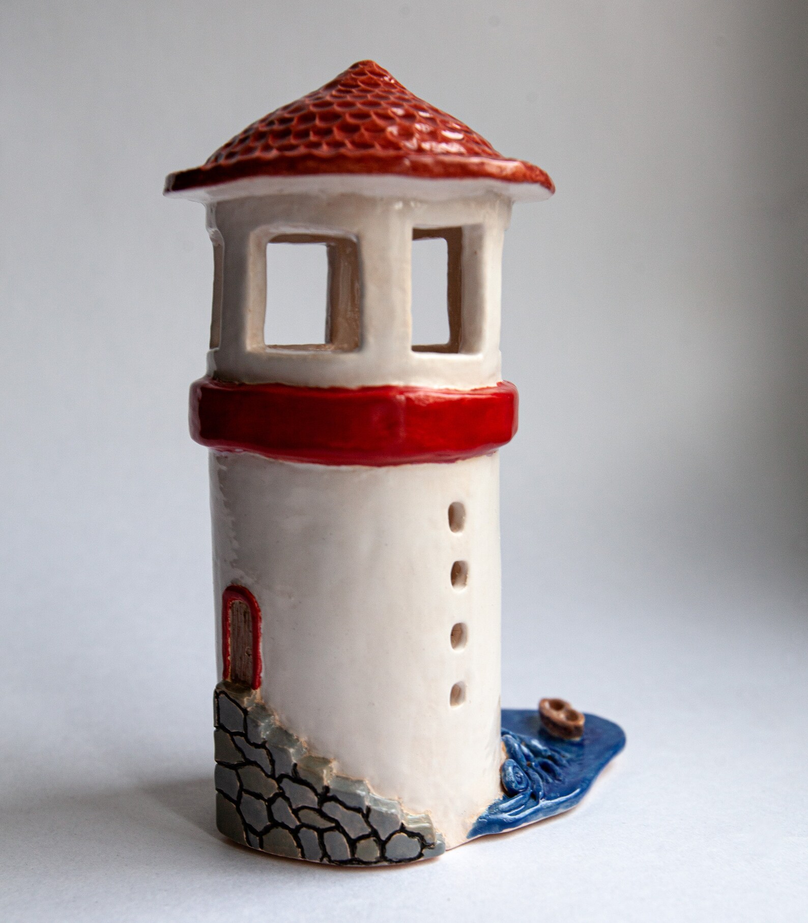 Handmade ceramic lighthouse candle holder Lantern Etsy