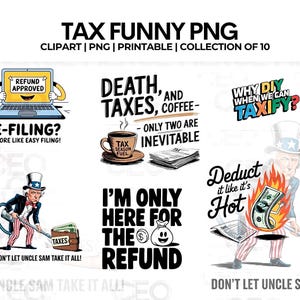 Funny Tax Season Clipart, Accountant Humor SVG, Tax Preparer Digital Graphics, CPA Planner Stickers Bundle