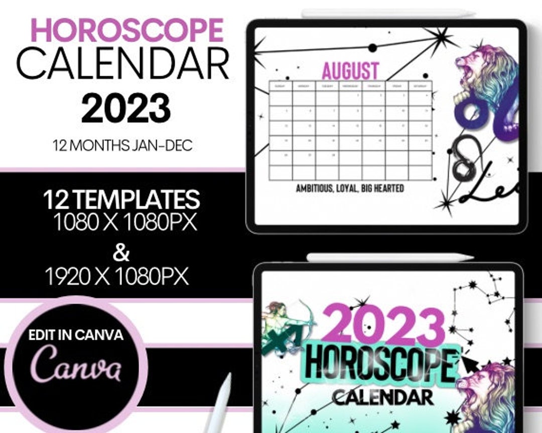 2023 Calendar, Zodiac Calendar, Horoscope Calendar, Astrology Calendar