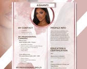 Hairstylist resume, rose gold resume template, beauty resume, pink resume templates, creative photo resume, photo resume templates