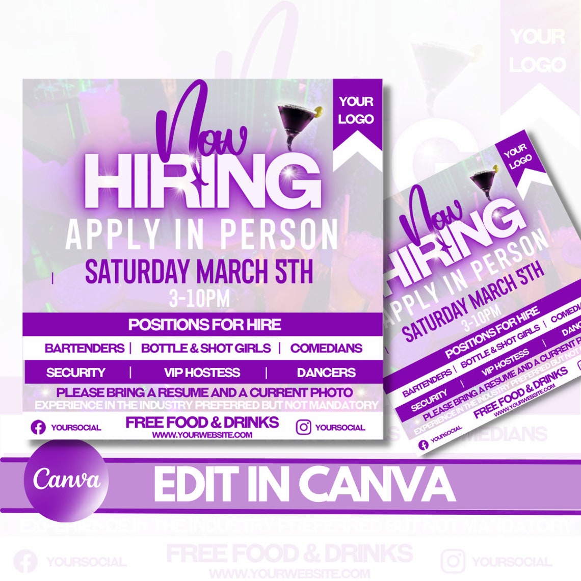 Now Hiring Flyer, Flyer, Club Flyer, Job Flyer (Instant