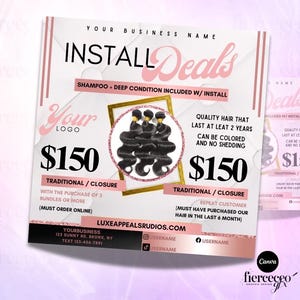 Hair Salon Flyer, Hair Service Flyer, Hair Company Flyer, Wig Install Pricelist Flyer