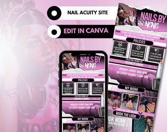 Plantilla de programación de Acuity, sitio web de reservas de Acuity, sitio de reservas de Nail Tech, plantilla de Nail Tech Acuity, sitio web de Nail,