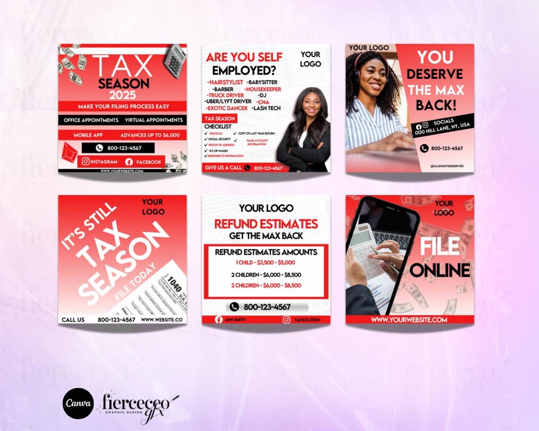 Refund Advertisement Examples Editable Tax Prep Flyer Template for Small Business Marketing, Tax ...
